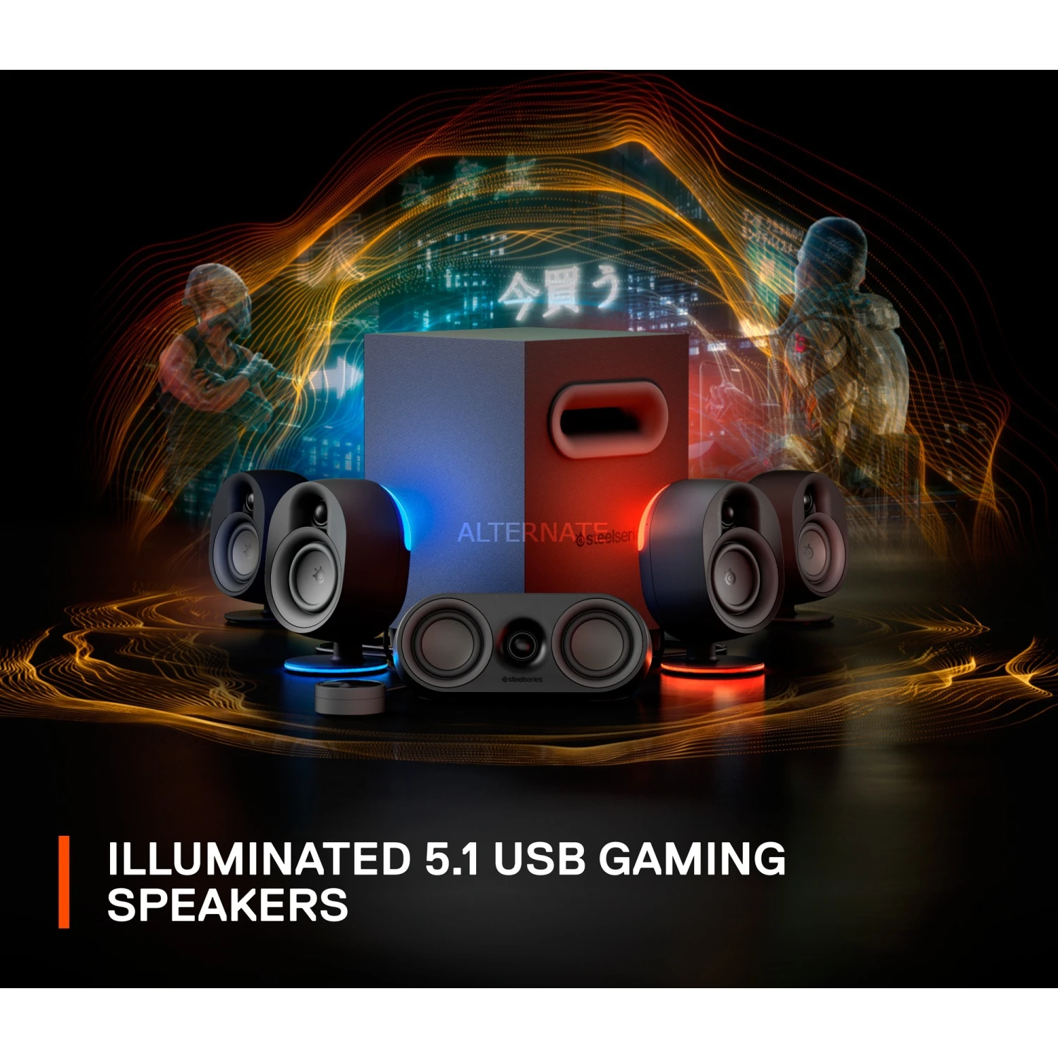 Lautsprecher Sets SteelSeries Arena 9, Lautsprecher (schwarz, 3.5 Mm Klinke, Bluetooth, Optischer Eingang) 4 Lautsprecher Sets SteelSeries Arena 9, Lautsprecher (schwarz, 3.5 Mm Klinke, Bluetooth, Optischer Eingang) – Bild 2